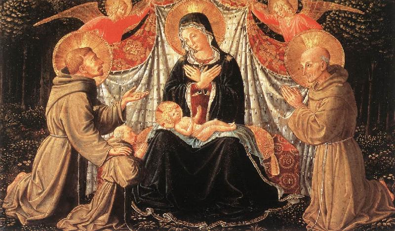 GOZZOLI, Benozzo Madonna and Child with Sts Francis and Bernardine, and Fra Jacopo dfg China oil painting art